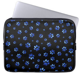 Funda Para Portátil Patrón de pezuña de perro purpurina azul