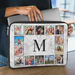Funda Para Portátil Patrón de Piedra de Mármol Blanco<br><div class="desc">Crea tu propio funda para ordenador portátil de 14 fotos personalizada con tus imágenes personalizados y monograma sobre un elegante y elegante fondo de mármol blanco.</div>