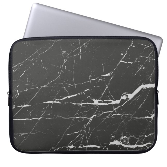 Funda Para Portátil Patrón De Piedra De Mármol Negro Y Gris Claro (Frente)