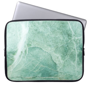 Funda Para Portátil Patrón de piedra de mármol, textura verde.