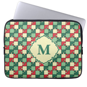Funda Para Portátil Patrón de piezas del rompecabezas geométrico verde