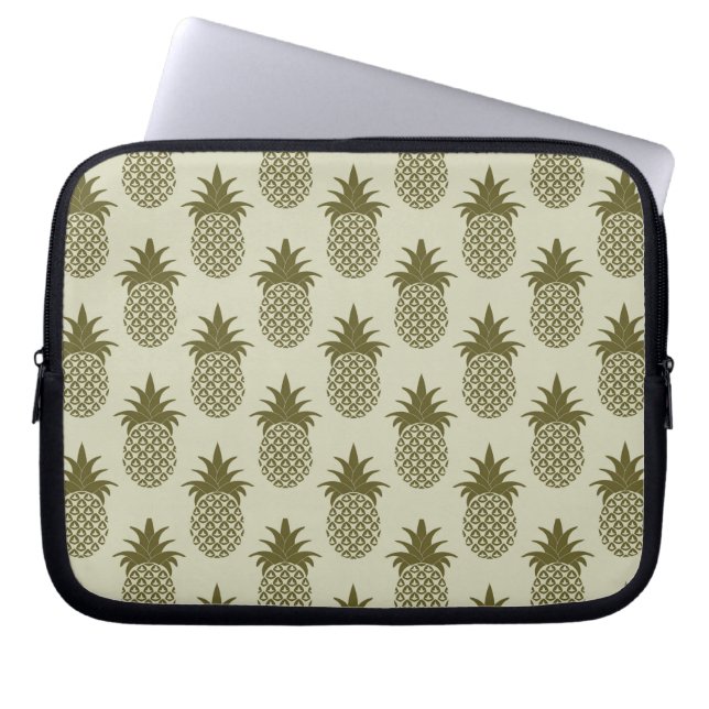 Funda Para Portátil Patrón de piña de Khaki (Frente)