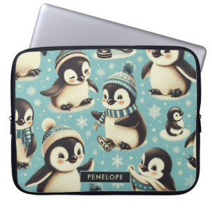 Funda Para Portátil Patrón de pingüino de corte vintage