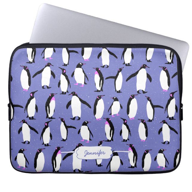 Funda Para Portátil Patrón de pingüino de invierno (Frente)