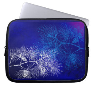 Funda Para Portátil Patrón de Pino Azul Blanco de Invierno