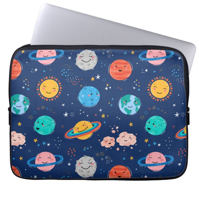 Funda Para Portátil Patrón de planeta sonriente (Frente)