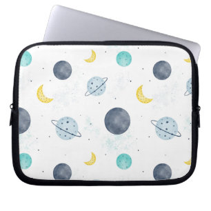 Funda Para Portátil Patrón de plano de espacio azul acuarela