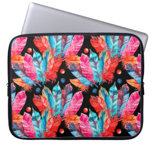 Funda Para Portátil Patrón de plumas coloreadas de acuarela