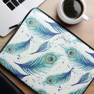 Funda Para Portátil Patrón de plumas de pavo real acuático