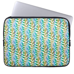 Funda Para Portátil Patrón de plumas turquesa de playa.