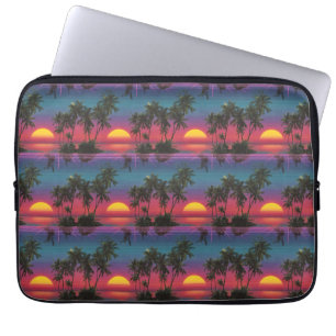 Funda Para Portátil Patrón de puesta de sol de palmera Synthwave Retro