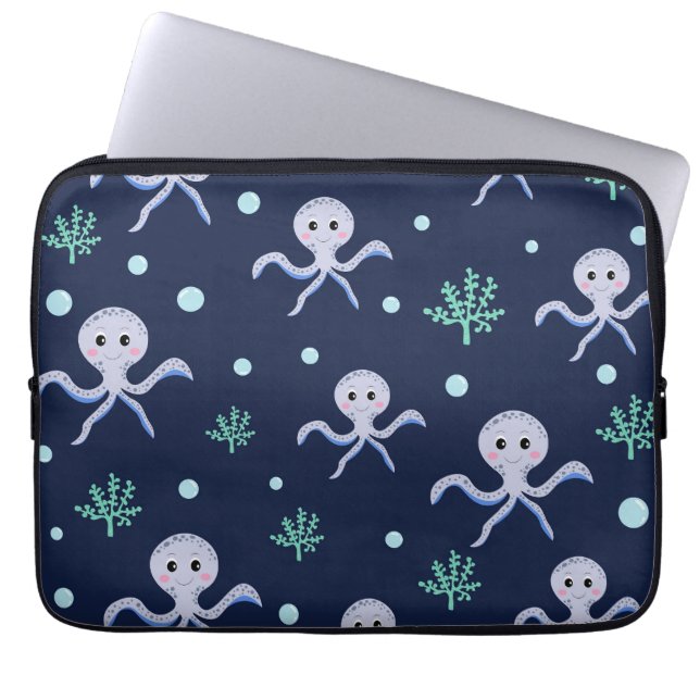 Funda Para Portátil Patrón de pulpo bajo el mar (Frente)
