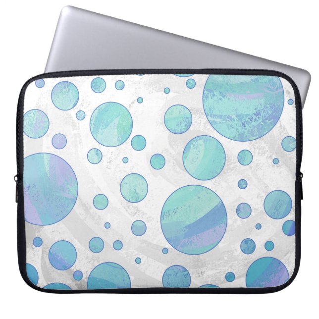 Funda Para Portátil Patrón de punto de polka azul glaciar (Frente)