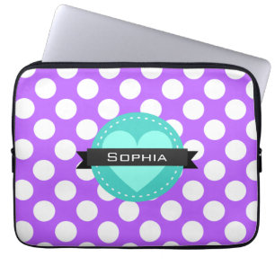 Funda Para Portátil Patrón de punto de polka azul morado