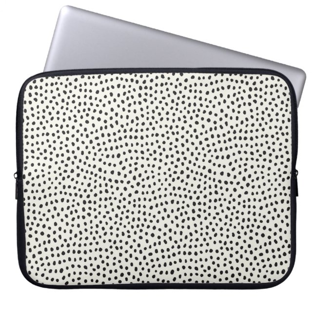 Funda Para Portátil Patrón de punto negro (Frente)
