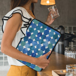 Funda Para Portátil Patrón de puntos - azul y verde