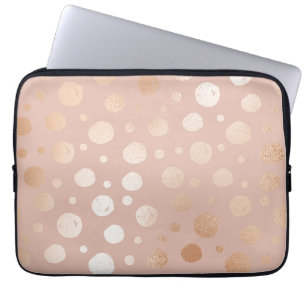 Funda Para Portátil Patrón de puntos de oro y beige Rosa