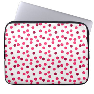 Funda Para Portátil Patrón de puntos de polka de color rojo acuático