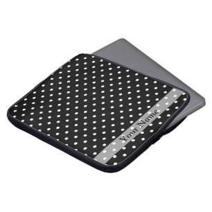 Funda Para Portátil Patrón de puntos de polka negra