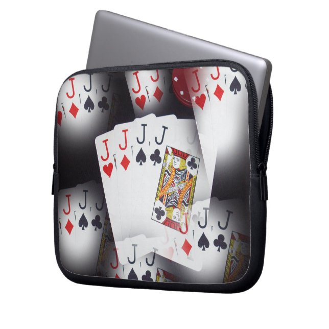 Funda Para Portátil Patrón de Quad Jacks, (Anverso izquierdo)