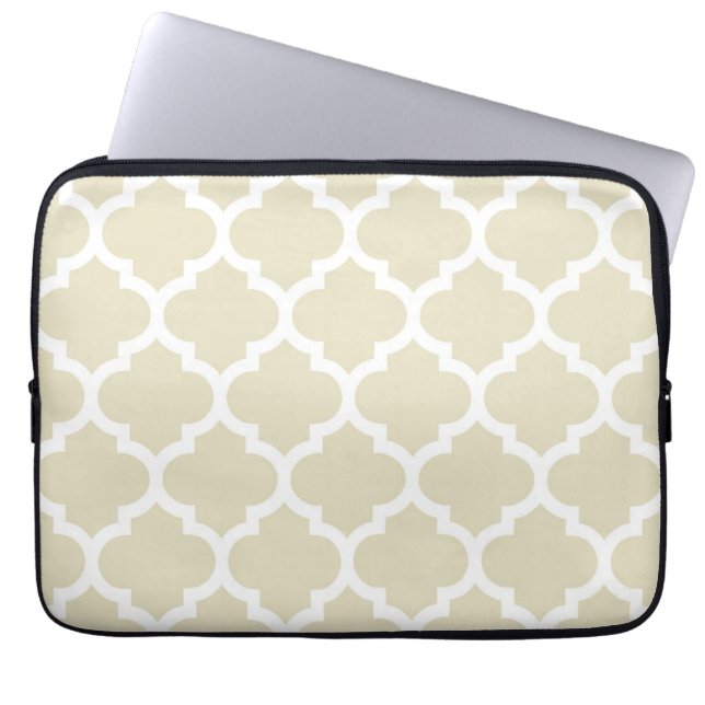 Funda Para Portátil Patrón de quatrefoil marroquí blanco pekinés #5 (Frente)