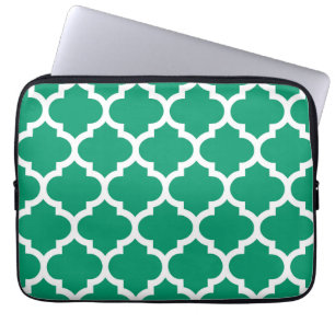 Funda Para Portátil Patrón de quatrefol marroquí blanco verde jade #5
