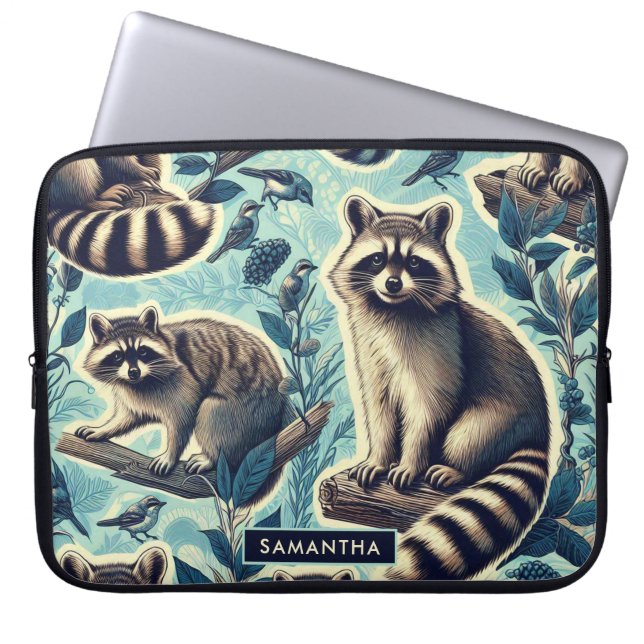 Funda Para Portátil Patrón de Racoon Cuto (Frente)