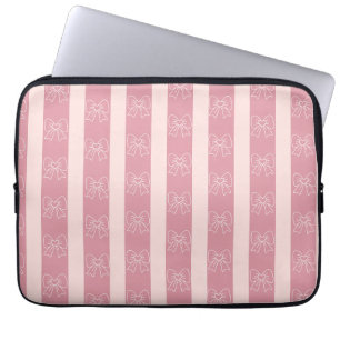 Funda Para Portátil Patrón de raya de lazo rosa lindo – Estética femen