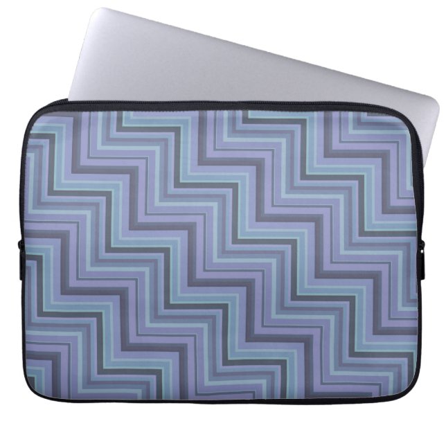 Funda Para Portátil Patrón de rayas azules grises (Frente)