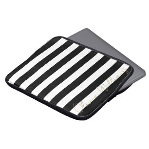 Funda Para Portátil Patrón de rayas blancas negras