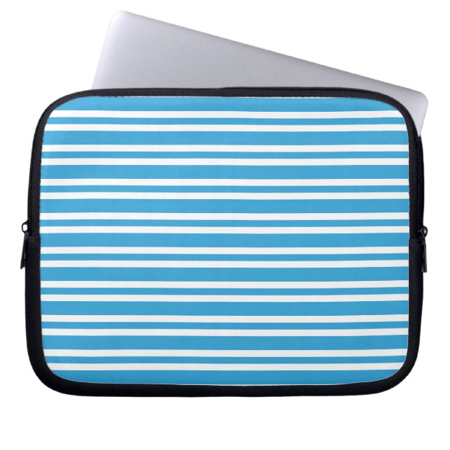 Funda Para Portátil Patrón de rayas blancas y azules (Frente)