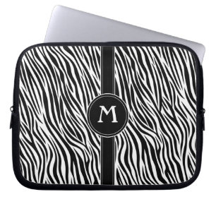 Funda Para Portátil Patrón de rayas de cebra con monograma