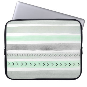 Funda Para Portátil Patrón de rayas de color gris verde claro Guay