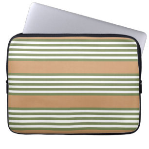 Funda Para Portátil Patrón de rayas de color verde oliva y blanco con 