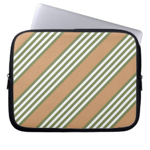 Funda Para Portátil Patrón de rayas de color verde oliva y blanco con