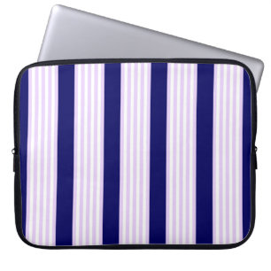 Funda Para Portátil Patrón de rayas de lino y blanco con azul marino