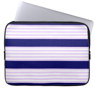 Funda Para Portátil Patrón de rayas de lino y blanco con azul marino