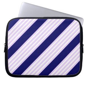 Funda Para Portátil Patrón de rayas de lino y blanco con azul marino