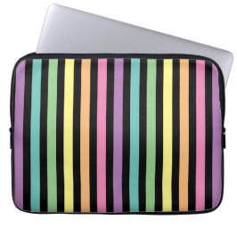 Funda Para Portátil Patrón de rayas negras y colores de arcoíris paste