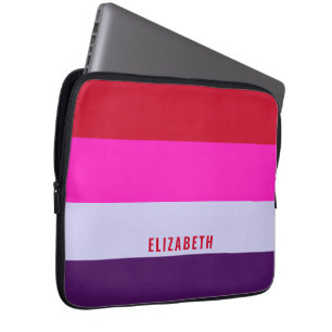 Funda Para Portátil Patrón de rayas rojas, rosadas y púrpura