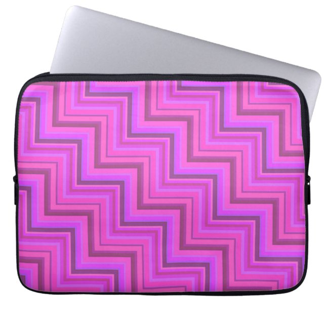 Funda Para Portátil Patrón de rayas rosas (Frente)
