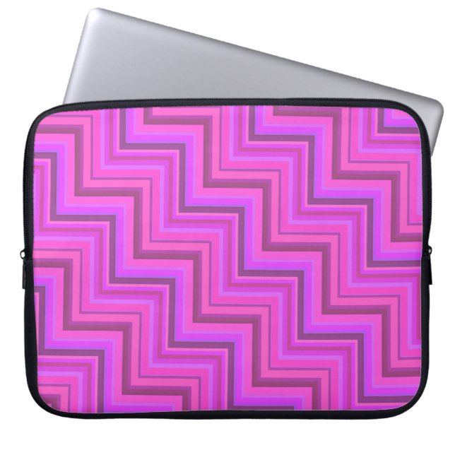 Funda Para Portátil Patrón de rayas rosas (Frente)