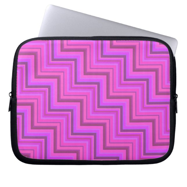 Funda Para Portátil Patrón de rayas rosas (Frente)