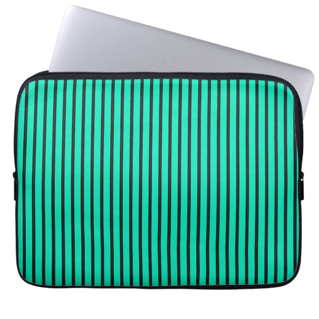 Funda Para Portátil Patrón de rayas verticales turquesa (Frente)
