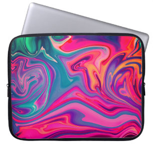 Funda Para Portátil Patrón de resumen verde rosa azul brillante