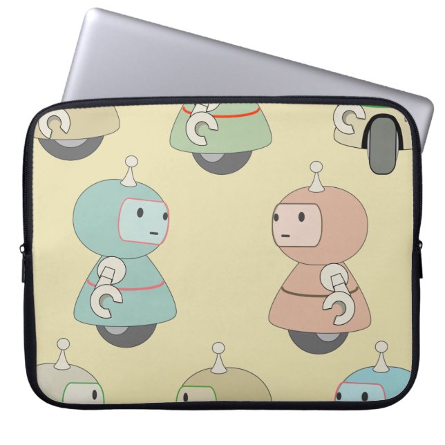 Funda Para Portátil Patrón de robot circular (Frente)