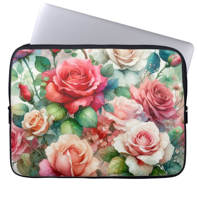Funda Para Portátil Patrón de Rosa Caprichoso (Frente)