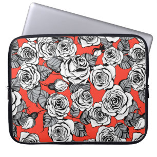 Funda Para Portátil Patrón de rosas blancas