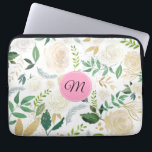 Funda Para Portátil Patrón de Rosas de color blanco y beige<br><div class="desc">Elegantes y modernas acuarelas con rosas blancos y beige sin fisuras.</div>