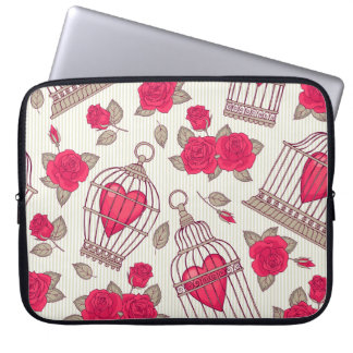 Funda Para Portátil Patrón de Rosas de jaulas de aves florales
